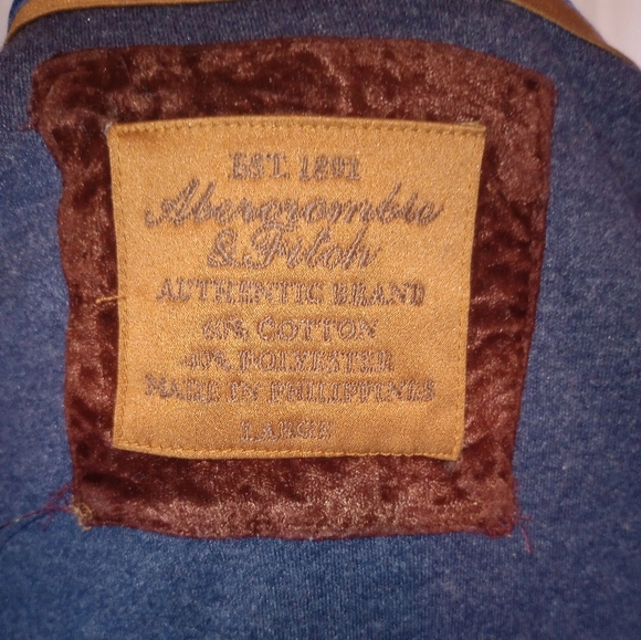 Vtg Abercrombie & Fitch Muscle Fit Hoodie Navy Blue Y2K L - Picture 6 of 11